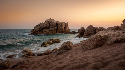 Fototapeta na wymiar Warm sunset in Sant Pol de Mar 
