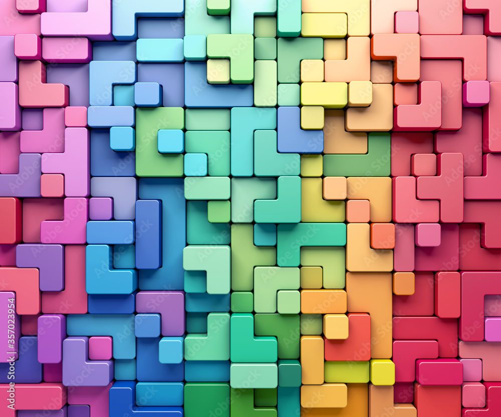 Poster 3d rendering abstract background of multi-colored rounded shapes