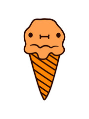 Vanilleeis mit Gesicht Waffel cartoon design