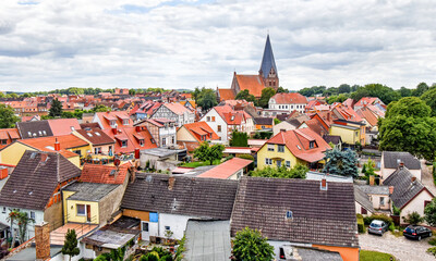 View over the small town Röbel in the federal state Mecklenburg-Vorpommern in Germany
