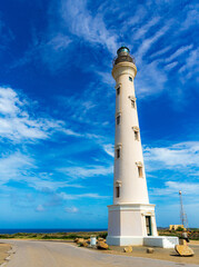lighthouse on the coast of aruba  - obrazy, fototapety, plakaty