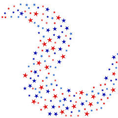 Confetti of shooting stars. Multi-colored stars. Luxury holiday background, greeting card. Abstract texture on a white background. Design element. Vector illustration, eps 10.