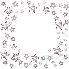 Confetti of shooting stars. Multi-colored stars. Luxury holiday background, greeting card. Abstract texture on a white background. Design element. Vector illustration, eps 10.