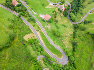 aerial view of basque country countryside, spain
