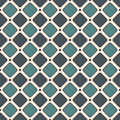 Contemporary geometric pattern. Repeated squares, diamonds motif. Simple ornament. Modern abstract background. Seamless surface design. Geo wallpaper. Digital paper, textile print. Vector art