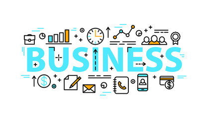 Business and finance, concept with icons design and abstract puzzle word