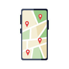 Gps marks on smartphone design, Map travel navigation route road location technology search street and direction theme Vector illustration