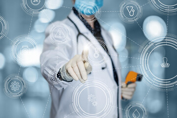 The doctor clicks on the temperature measurement icon .