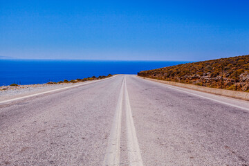 Empty road on Crete island, Greece