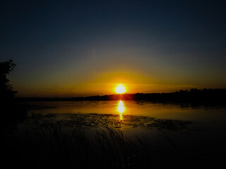 sunset over the lake