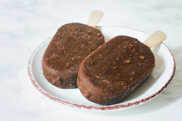 ice cream in chocolate glaze