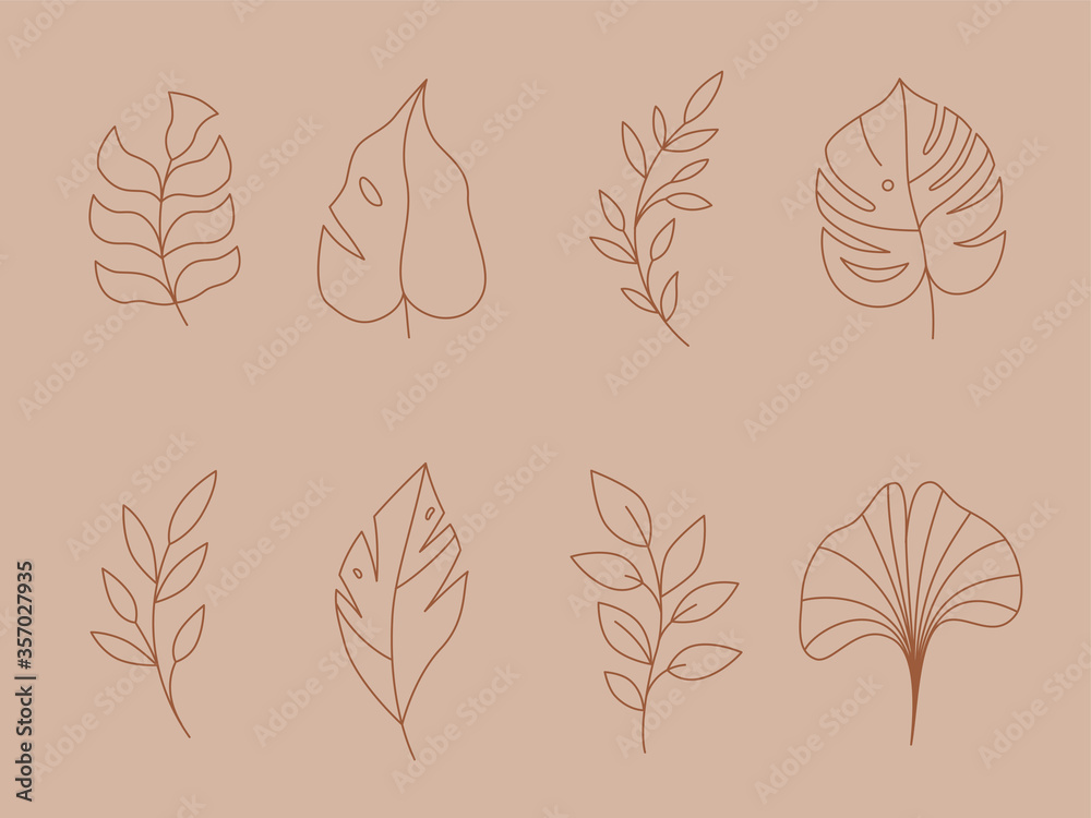 Aufkleber vector set of logo design templates and monogram concepts in trendy linear style - floral design ele