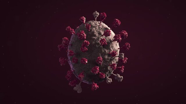 Realistic 3D animation of coronavirus new sars cov 2 concept responsible for covid 19 asian flu outbreak and coronaviruses influenza epidemic and pandemic. 
