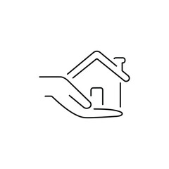 House in hand icon. Home care symbol concept isolated on white background. Vector illustration