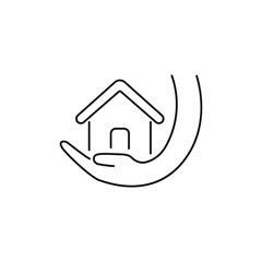 House in hand icon. Home care symbol concept isolated on white background. Vector illustration