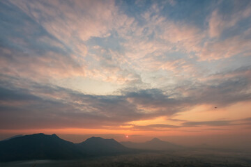 Obraz premium Landscape lot of fog Phu Thok Mountain at Chiang Khan ,Loei Province in Thailand.