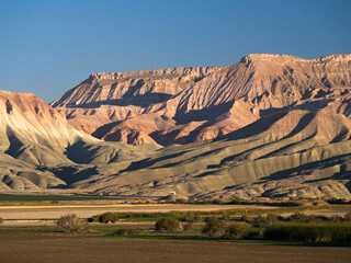 Colorful hills and abstract rock shapes of The Nallihan , Ankara, Turkey