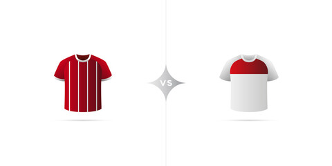 Bayern versus Fortuna. Soccer jersey with shadow. Vector illustration.