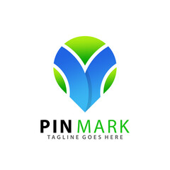 Abstract Letter V Pin Mark Leaf Logo Design Premium Stock Vector Illustration