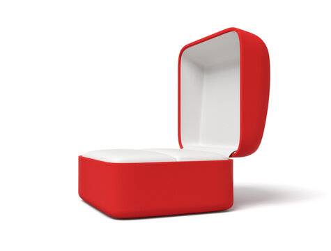 3d rendering of empty engagement ring red box isolated on white background