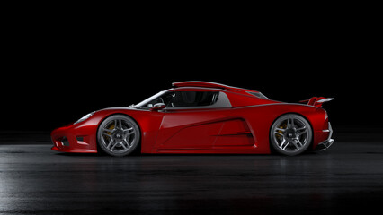 Fototapeta na wymiar 3D rendering of a brand-less generic car 