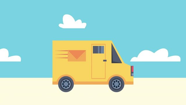 delivery service with postal service van animation