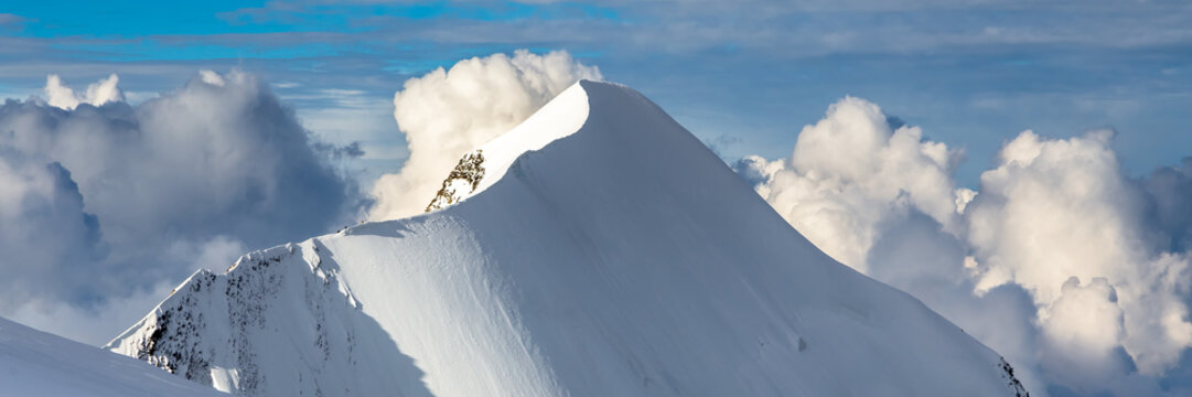 Mont Blanc mountain, White mountain. View from Aiguille du Midi Mount.