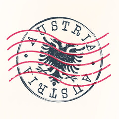 Austria Stamp Postal. Eagle Silhouette Seal. Passport Round Design. Vector Icon. Design Retro Travel. - obrazy, fototapety, plakaty