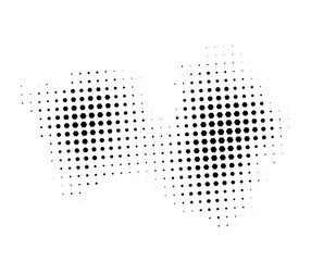 Abstract halftone style gradient spot illustration. black vector on a white background.