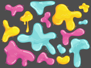 Set of colored slime spots. Cartoon vector children illustration. Fantasy abstract background