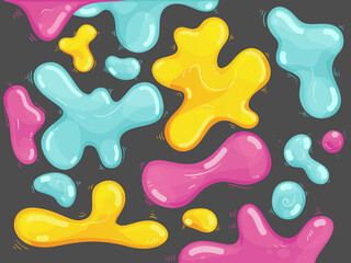 Set of colored slime spots. Cartoon vector children illustration. Fantasy abstract background