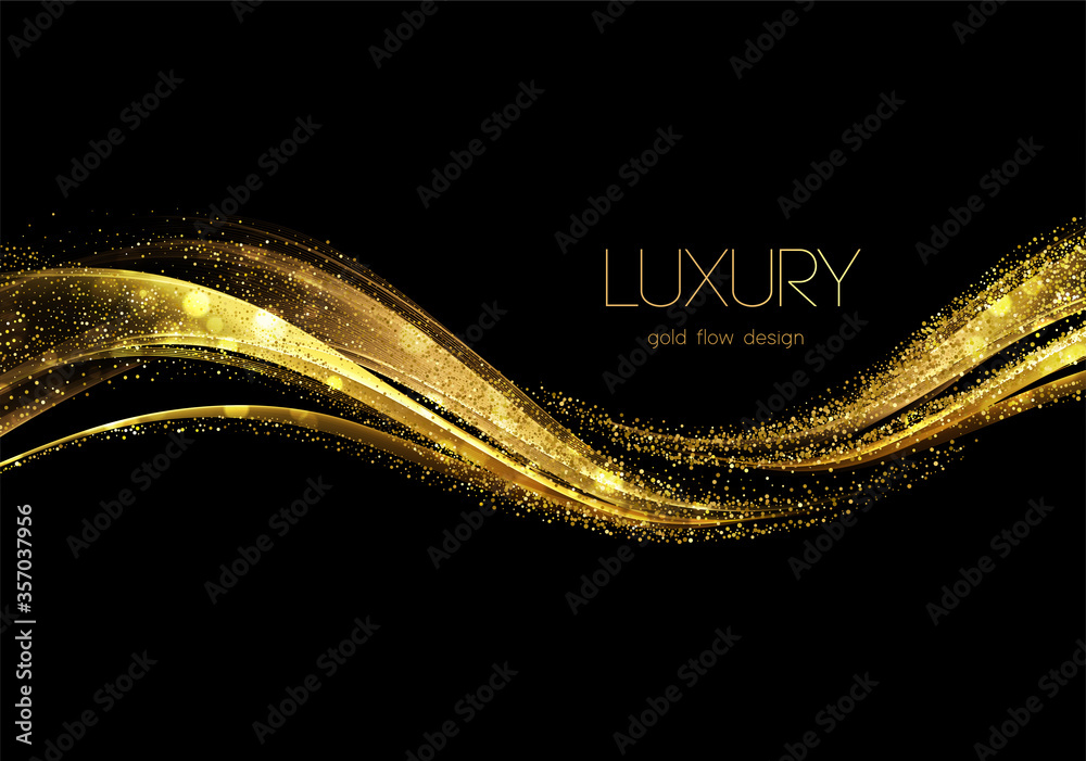 Poster abstract shiny color gold wave design element