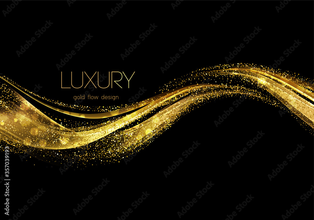 Aufkleber Abstract shiny color gold wave design element