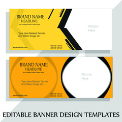 Creative and modern full editable gold yellow and orange color two web banner design vector template use for social media banner design and cover photo