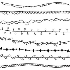 Hand drawn doodle pen brushes. Set of hand drawn grunge strokes.Handmade Set of Underline Strokes. Vector strokes in grunge marker style.