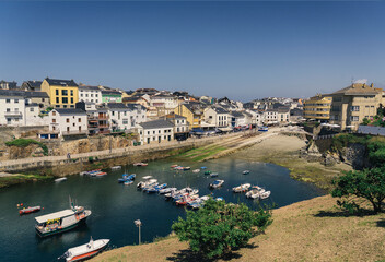 Fototapeta na wymiar Panormaic view of Tapia of Casariego nautical harbour, Asturias, Spain