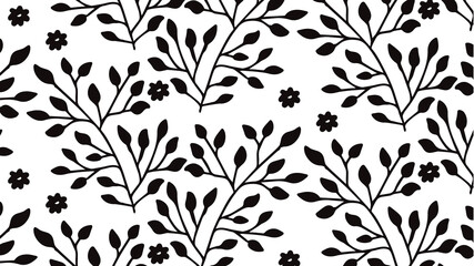 Leaf seamless background on white background. Vector illustration.