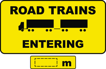 Fototapeta premium road train entering warning sign