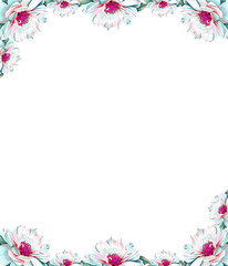 Frame decorated with beautiful flowers, frame for invitations, wedding invitations, birthday.Invitation form for a wedding, anniversary