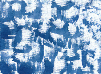 Background deep blue watercolor brush strokes on white