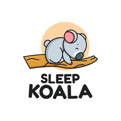 cute sleeping koala logo template