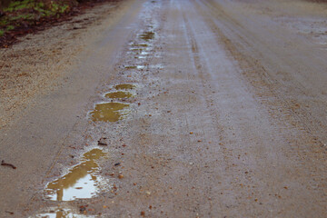 puddles on a country dirt road