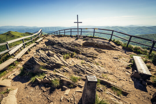 Top of Mount Halicz in Bieszczady mountain range in Poland