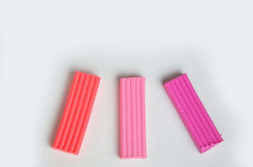 A set of colors of Modeling clay. Modeling and design for children. on white background