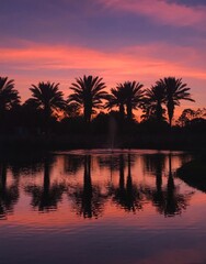 Obraz na płótnie Canvas Palm Tree Sunset (Orlando, FL)