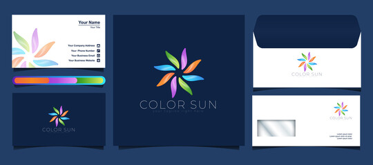 Obraz na płótnie Canvas Vector full-color flower logo, circular colorful logo. Circular flower symbol logo and brand identity design