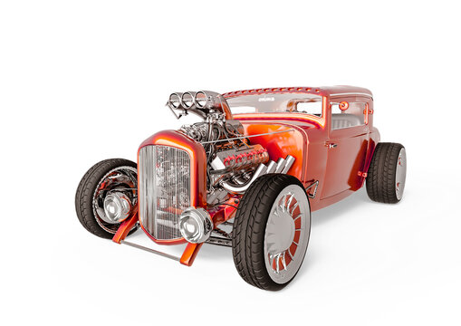 hotrod with no brand in white background