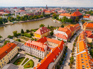 Naklejka premium Widok z lotu ptaka Wrocław