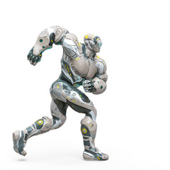 futuristic astronaut is walking in white background