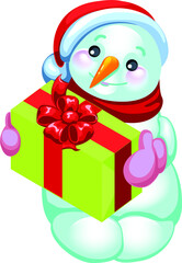 cute vector snowman, new year vector illustration